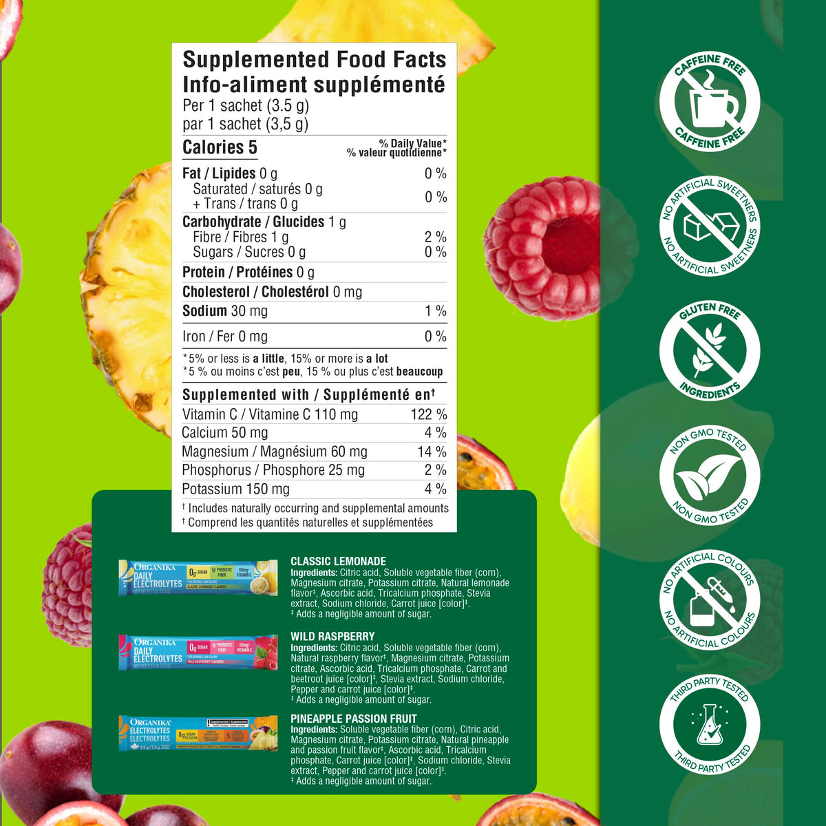 Organika Electrolytes Powder Variety Pack, 21 Sachets