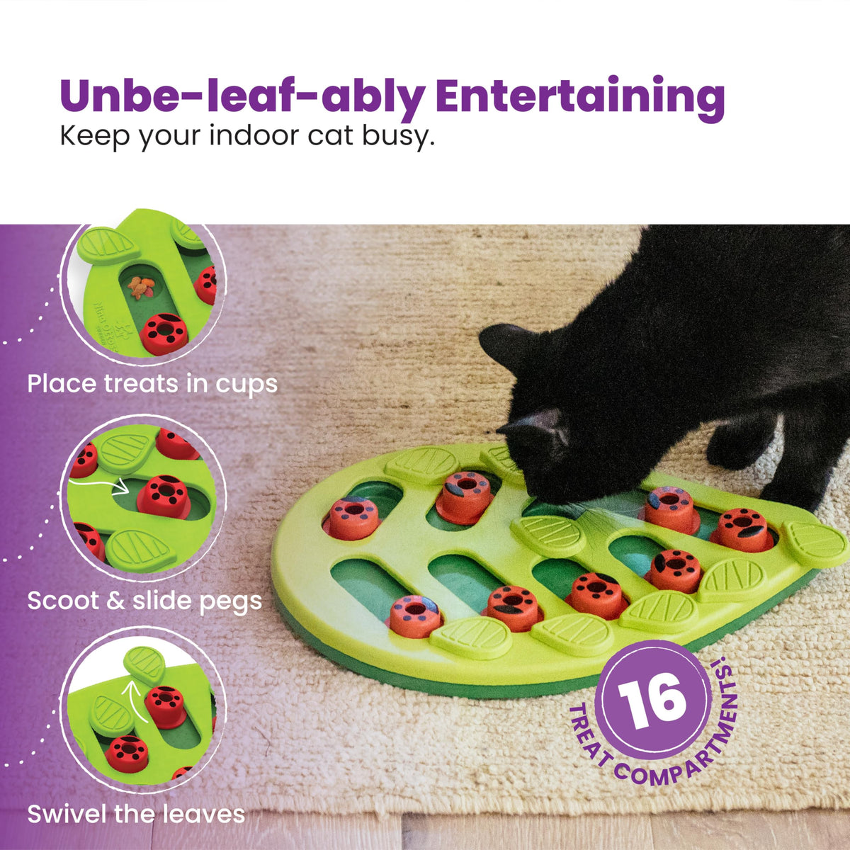 Catstages Buggin' Out Puzzle & Play Treat Puzzle Cat Toy, Green
