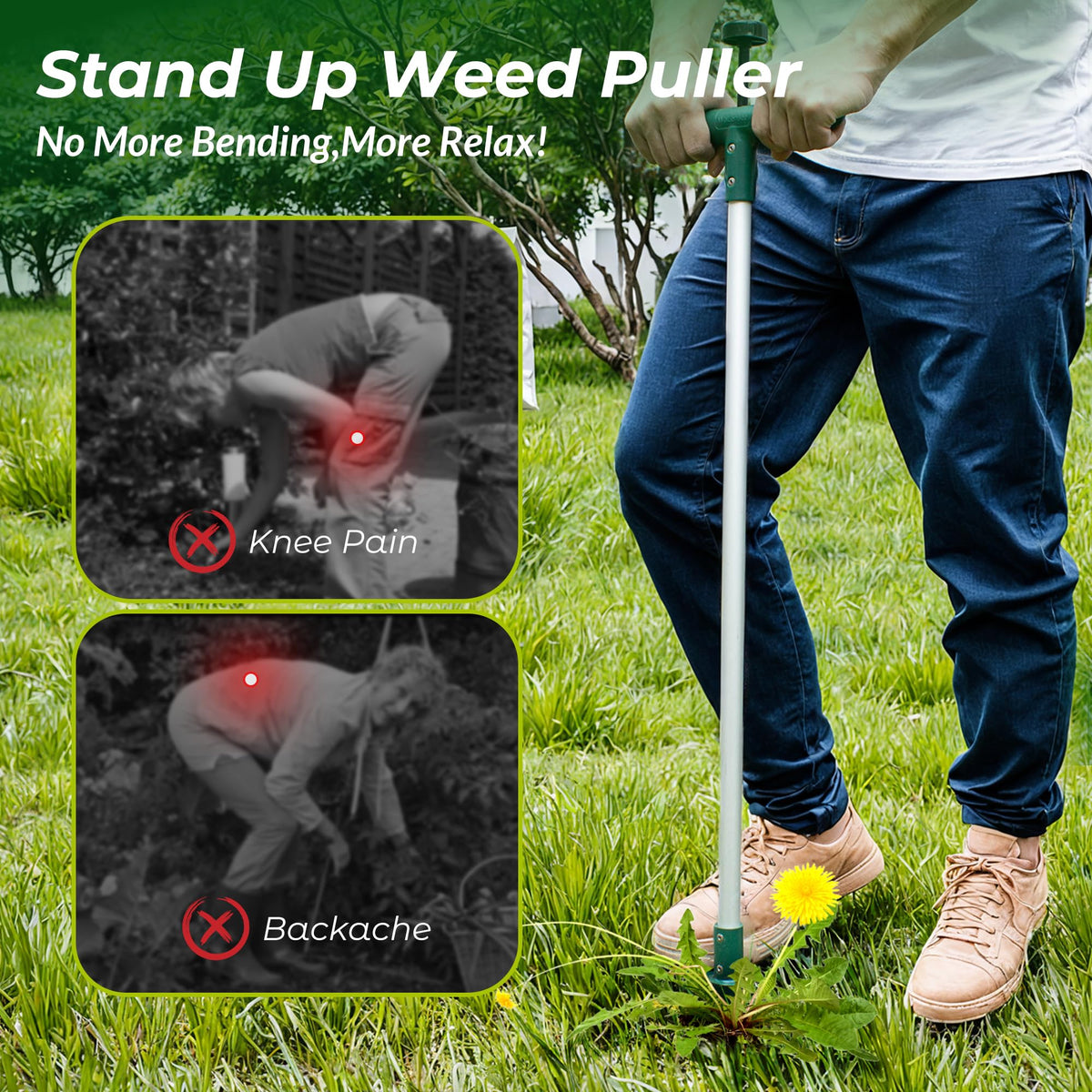 Walensee Stand Up Weed Puller, Long Handle, 3 Claws