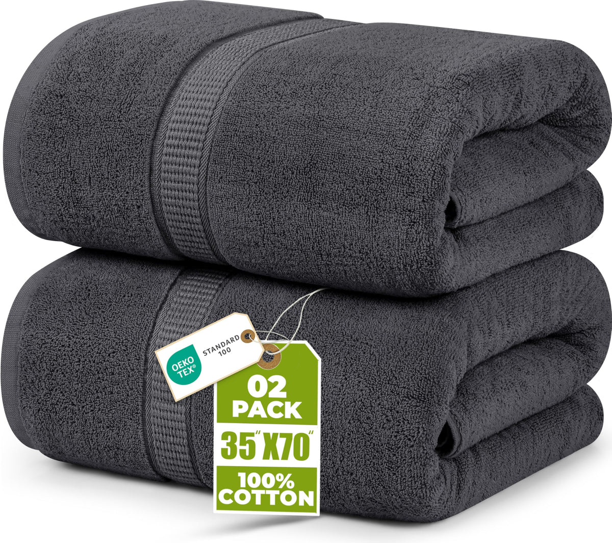 Utopia Towels Jumbo Bath Sheets, 35 x 70 in, Grey, 2-Pack