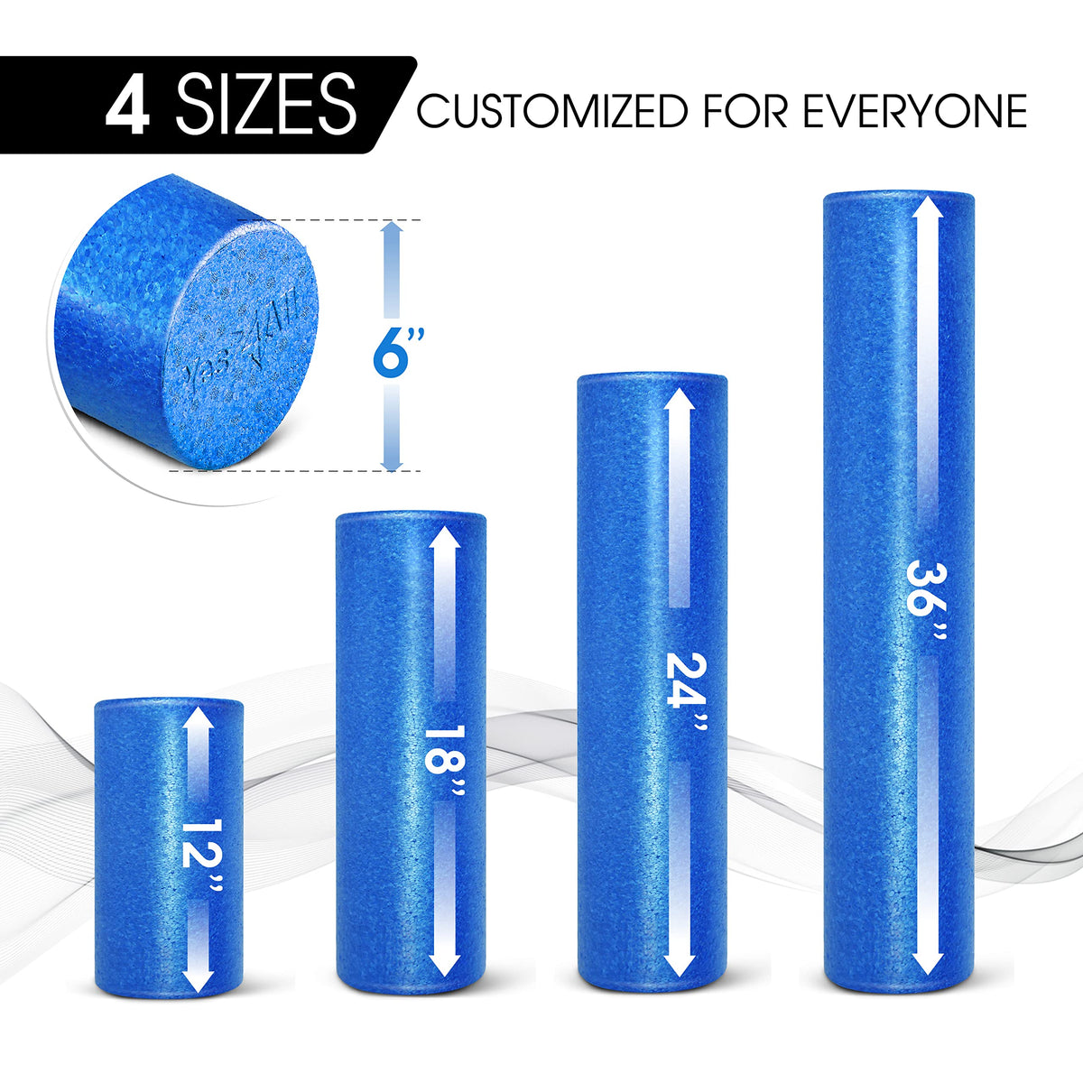 Yes4All High-Density EPP Round Back Foam Roller, 12, 18, 24, 36 Inch