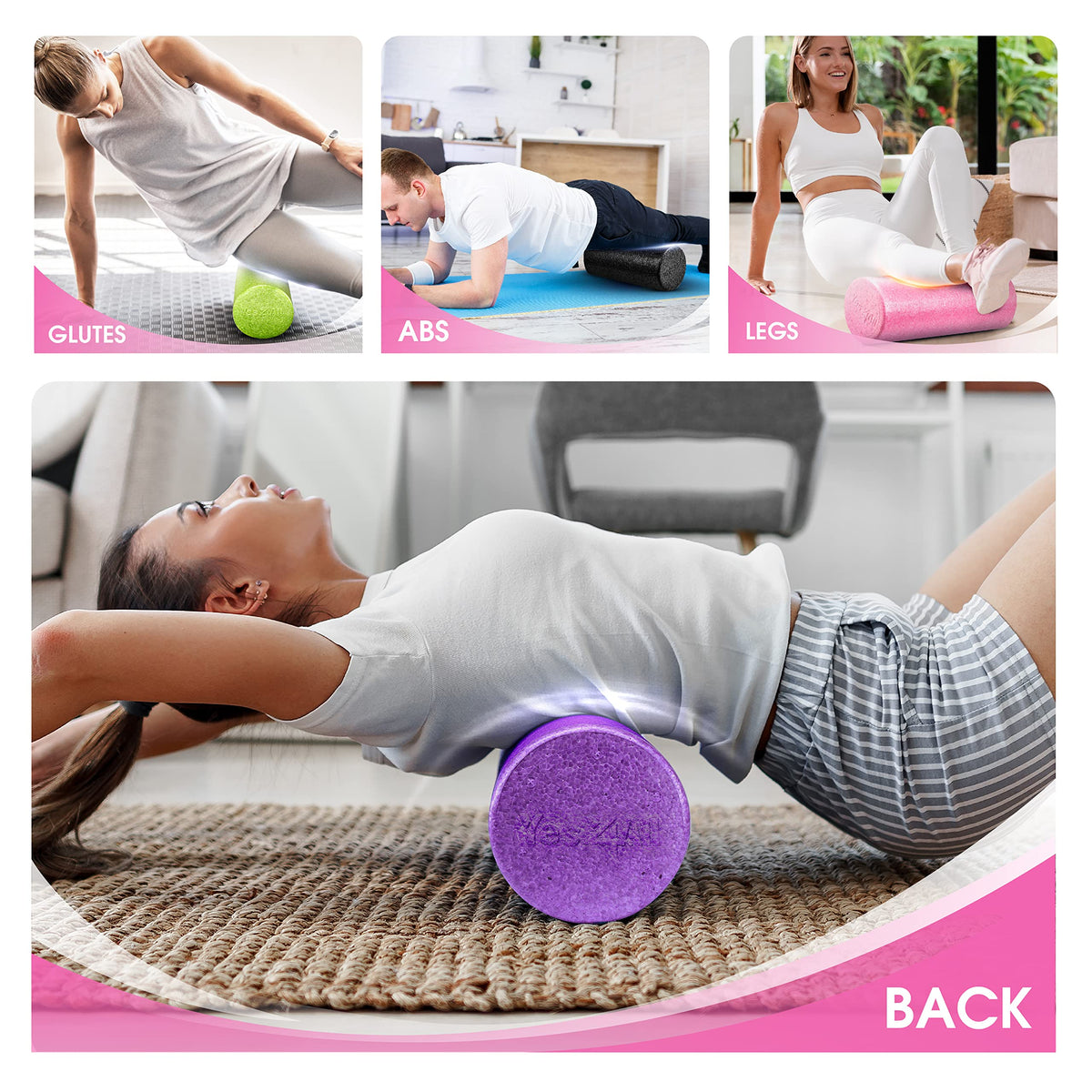 Yes4All High-Density EPP Round Back Foam Roller, 12, 18, 24, 36 Inch