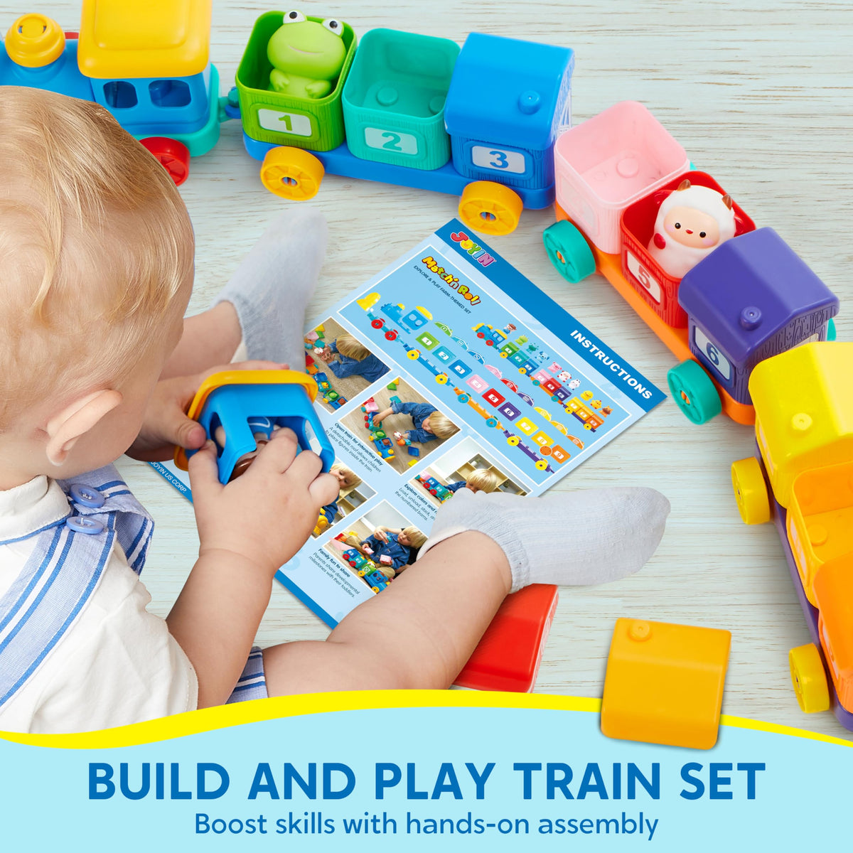 Play-Act Montessori Counting Farm Train with 9 Animals
