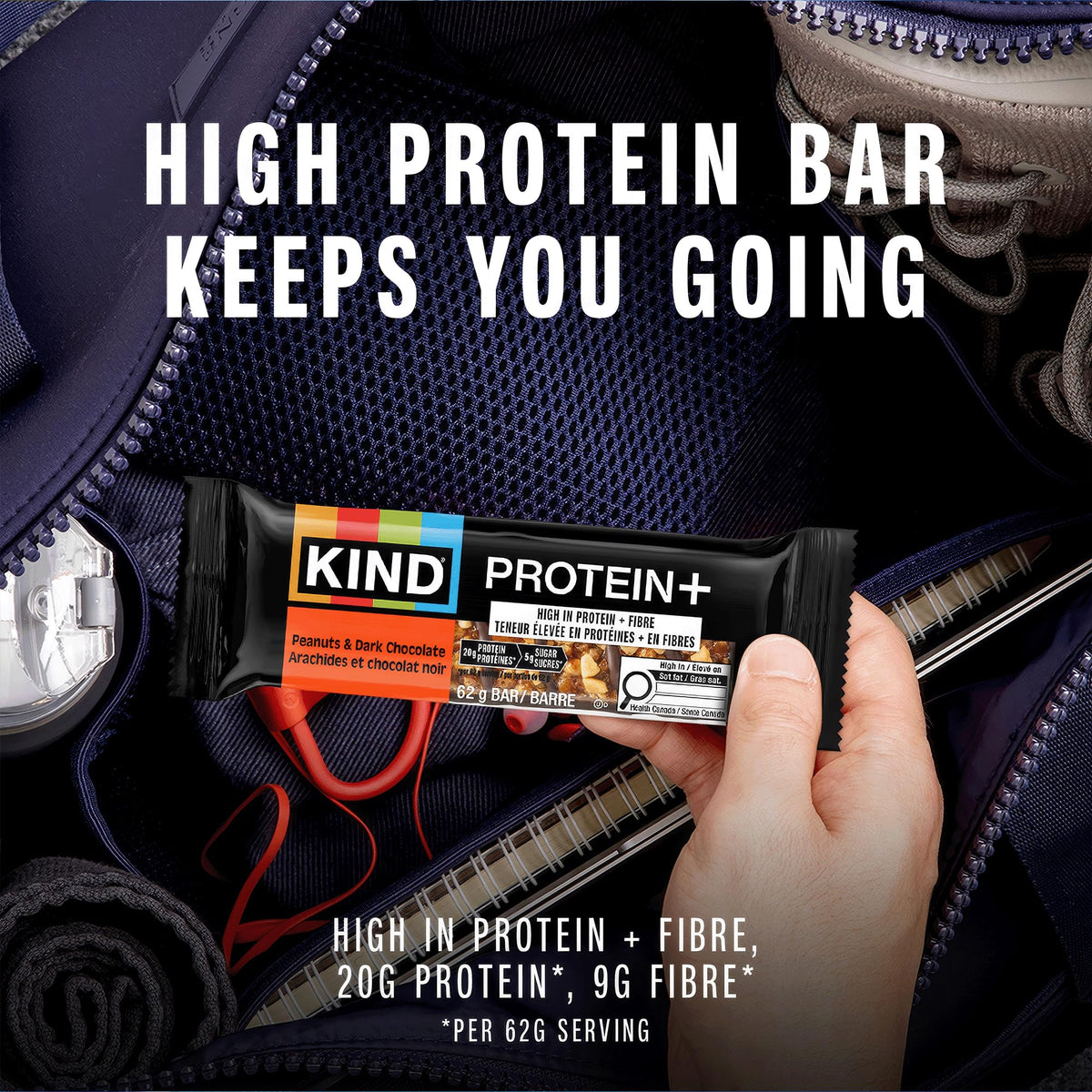 KIND PROTEIN+ Bars, Peanuts & Dark Chocolate, 12 x 62 g