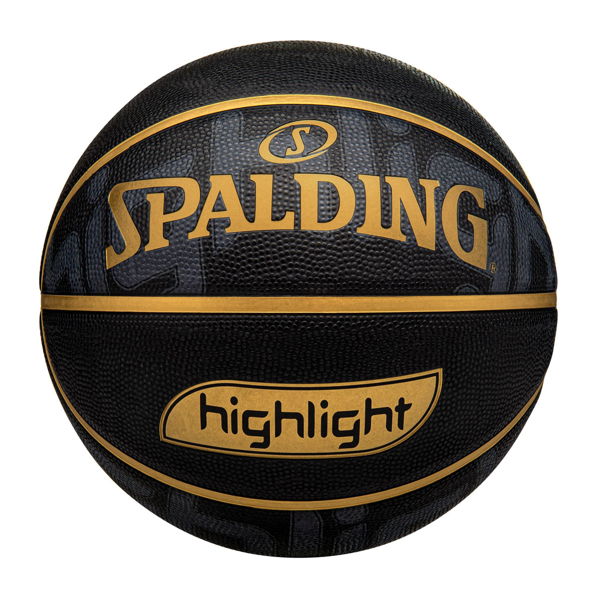Spalding Highlight Outdoor Basketball, Black/Gold, Size 7 (29.5")