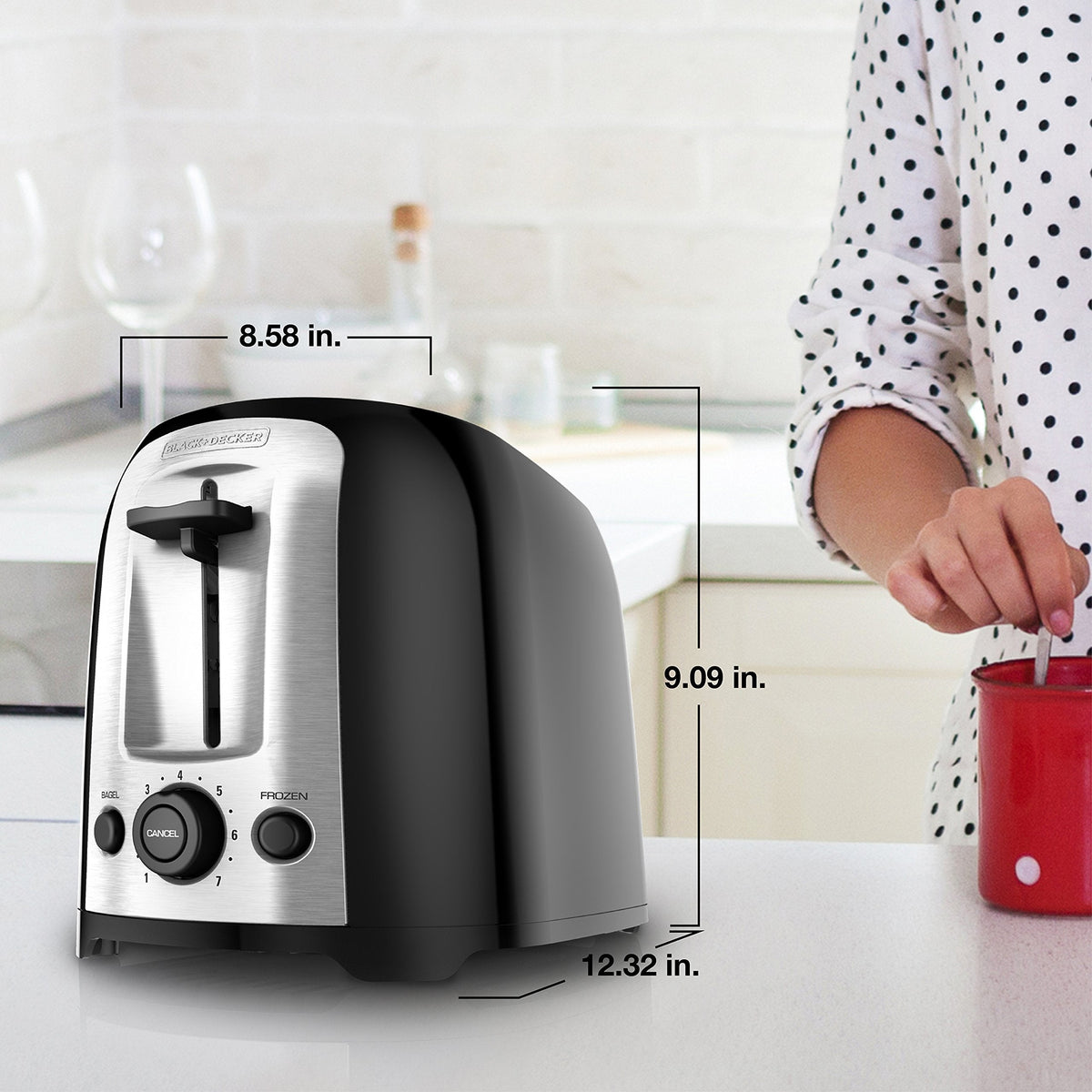 BLACK+DECKER 2-Slice Extra Wide Slot Toaster, TR1278B, Black