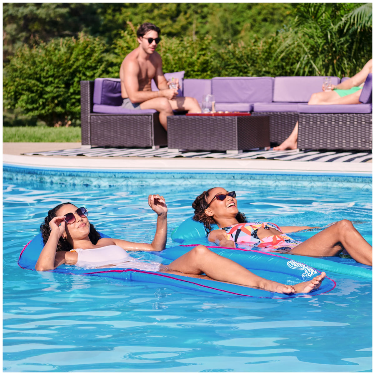 SwimWays Spring Float Premium Hammock Pool Lounger, Sky Blue