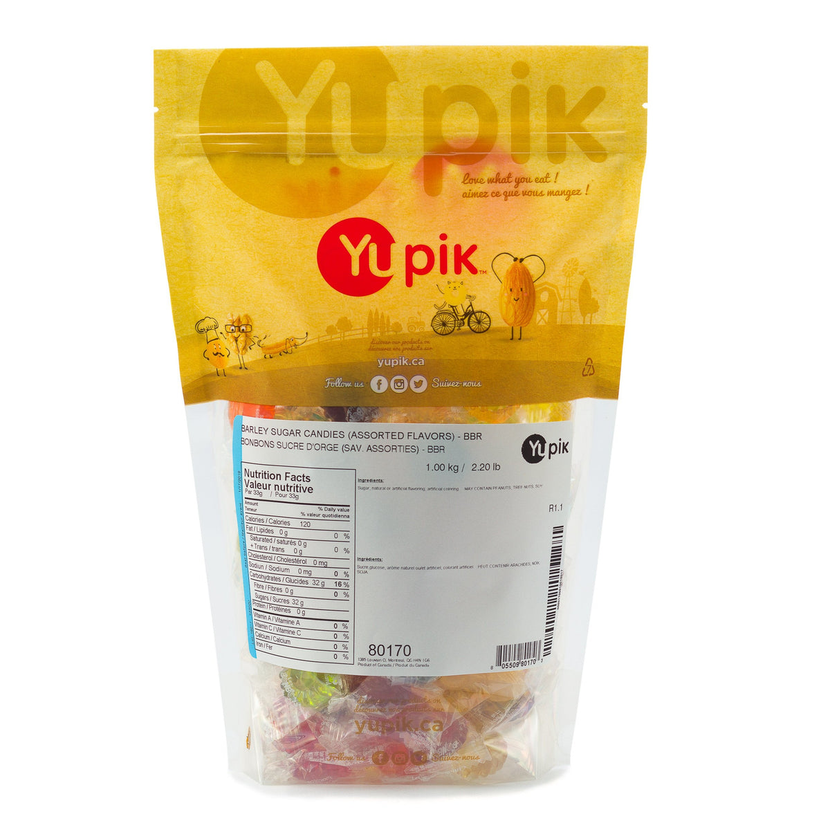 Yupik Assorted Barley Sugar Candies, 1 kg (6-Pack)