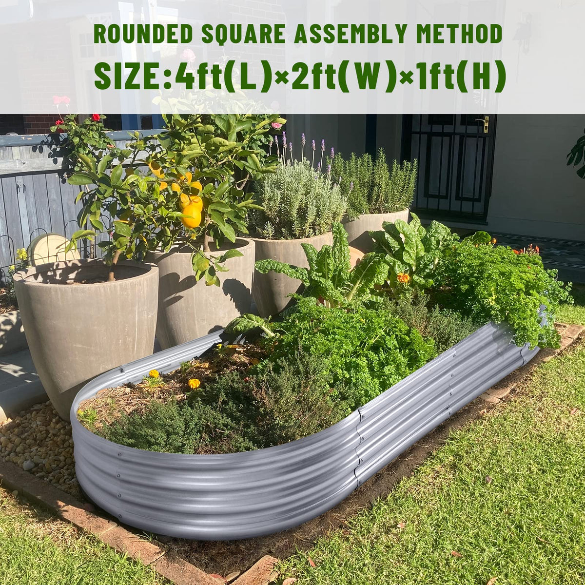 Land Guard Galvanized Oval Raised Garden Bed Kit, Large