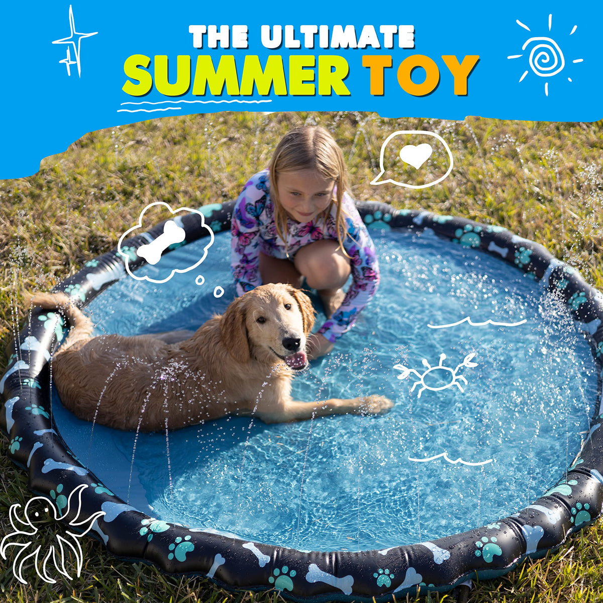 SplashEZ Non-Slip Splash Pad Sprinkler, 69"
