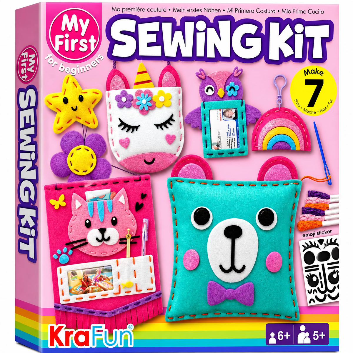 KRAFUN My First Sewing Kit for Kids, 7 Projects