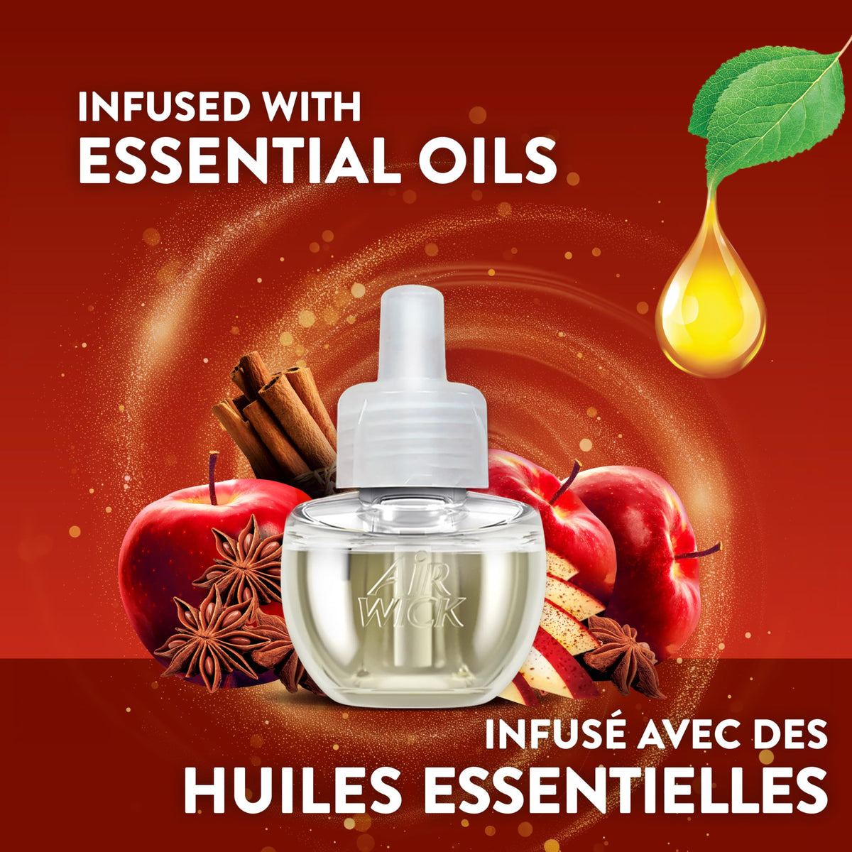 Air Wick Plug In Scented Oil Refills, Apple Cinnamon, 10 Count