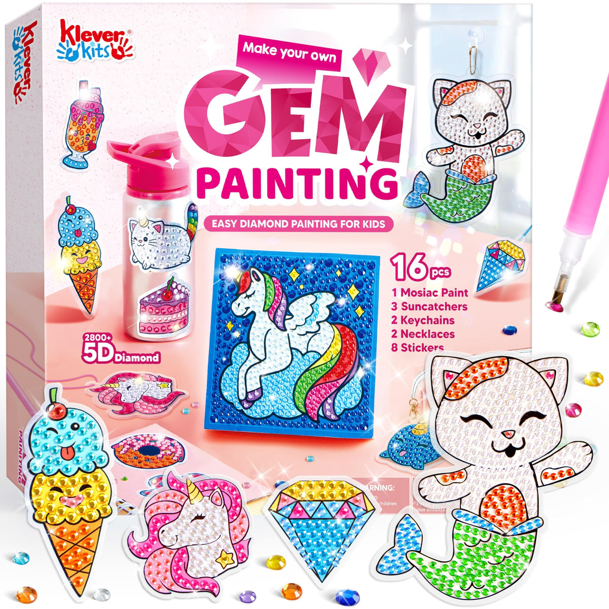 Klever Kits 16 Projects Gem Painting Kit with 5D Gems