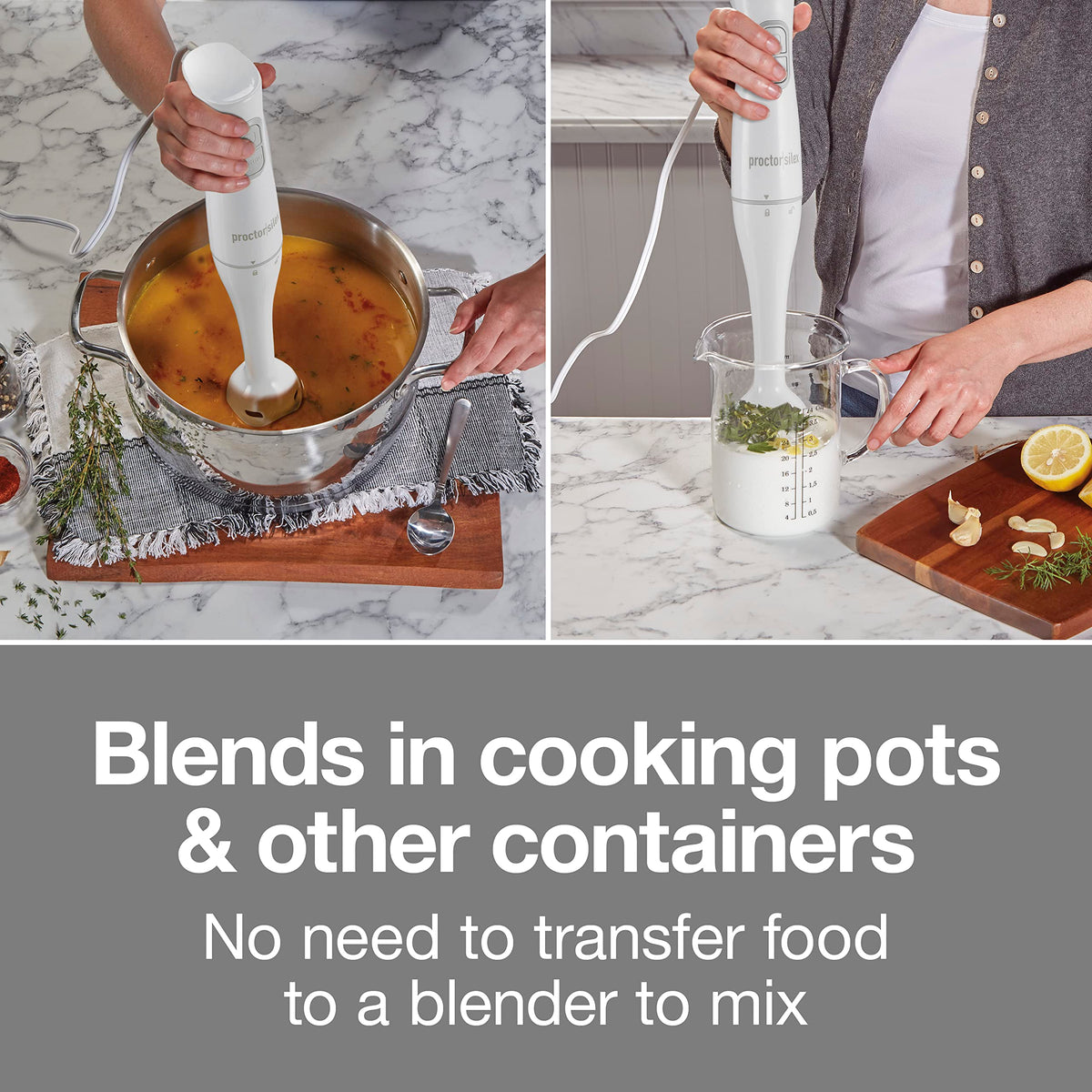 Proctor Silex Immersion Blender, 150 W, 2-Speed, White, 59739
