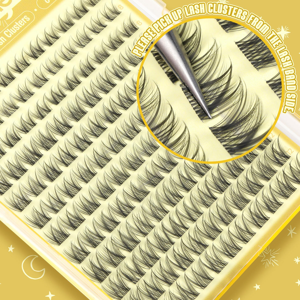 Natural Wispy Lash Clusters, C Curve, 8-12 mm, Short