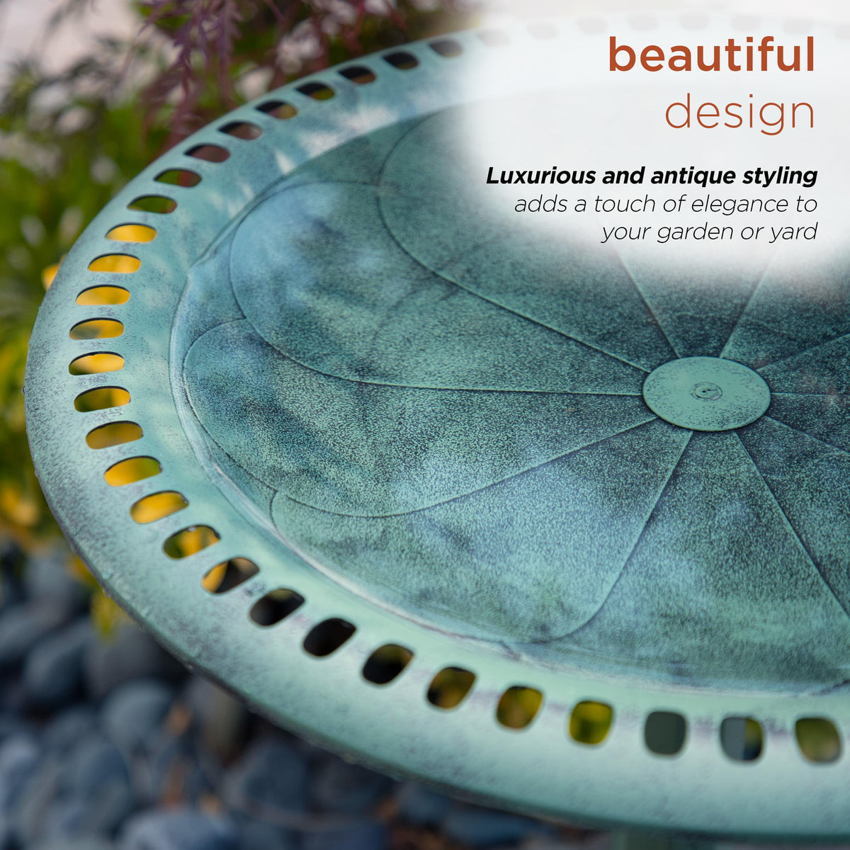 Alpine Corporation 28" Tall Outdoor Birdbath with Scrollwork