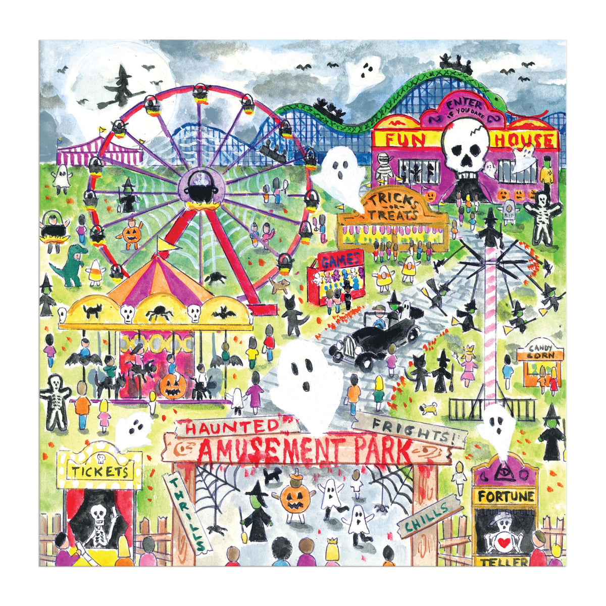 Galison Michael Storrings Haunted Amusement Park Puzzle, 500 Piece