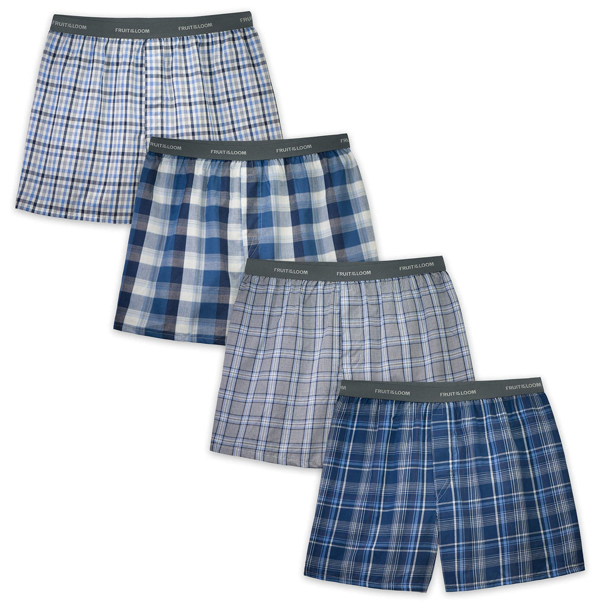 FOL Men's Woven Boxers, 4 Pack, 2XL
