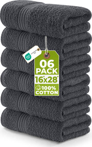 Utopia Towels Cotton Hand Towels, 16 x 28 in, Grey, 6 Piece Set