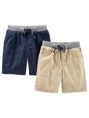 Simple Joys by Carter's Baby Boys' 2-Pack Shorts, Khaki/Navy, 4T