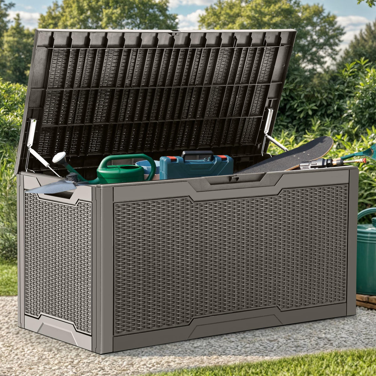 YITAHOME Large Resin Deck Box, Taupe, 100 Gallon