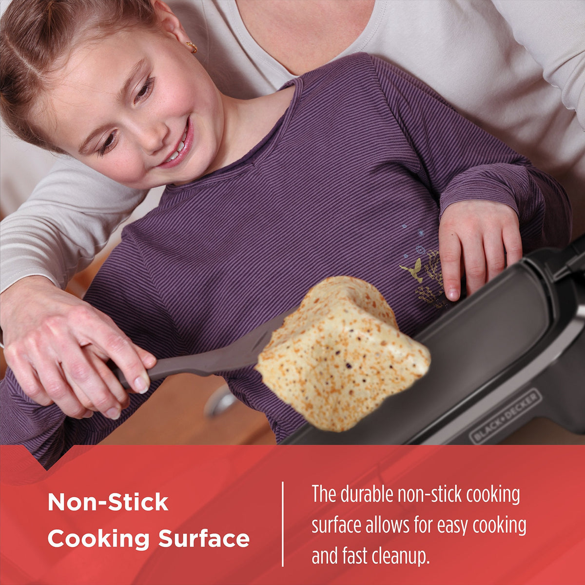 BLACK+DECKER Family-Sized XL Electric Griddle, Removable Drip Tray