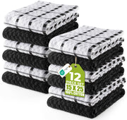 Utopia Towels Kitchen Towels, 12 Pack, 15 by 25 Inches, Black