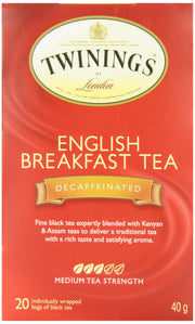 Twinings Decaf English Breakfast Black Tea, 6 x 20 Bags