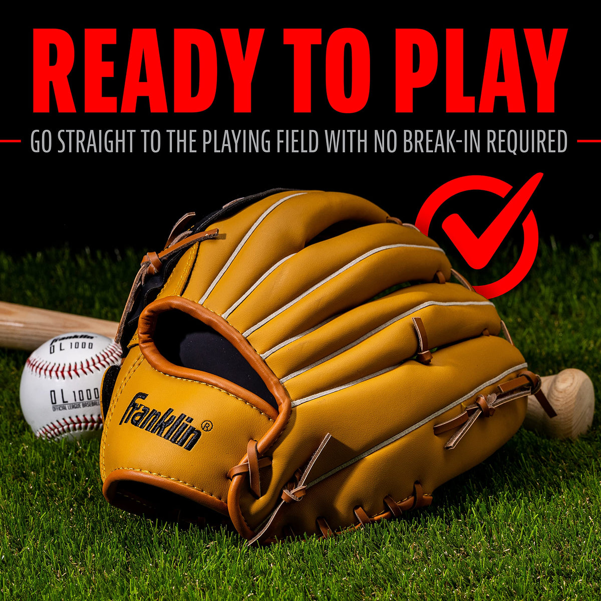 Franklin Sports Field Master Baseball Glove, 13", Left Hand Throw