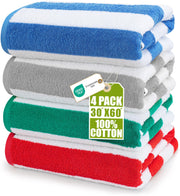 Utopia Towels Cabana Stripe Beach Towels, 30" x 60" (4 Pack)