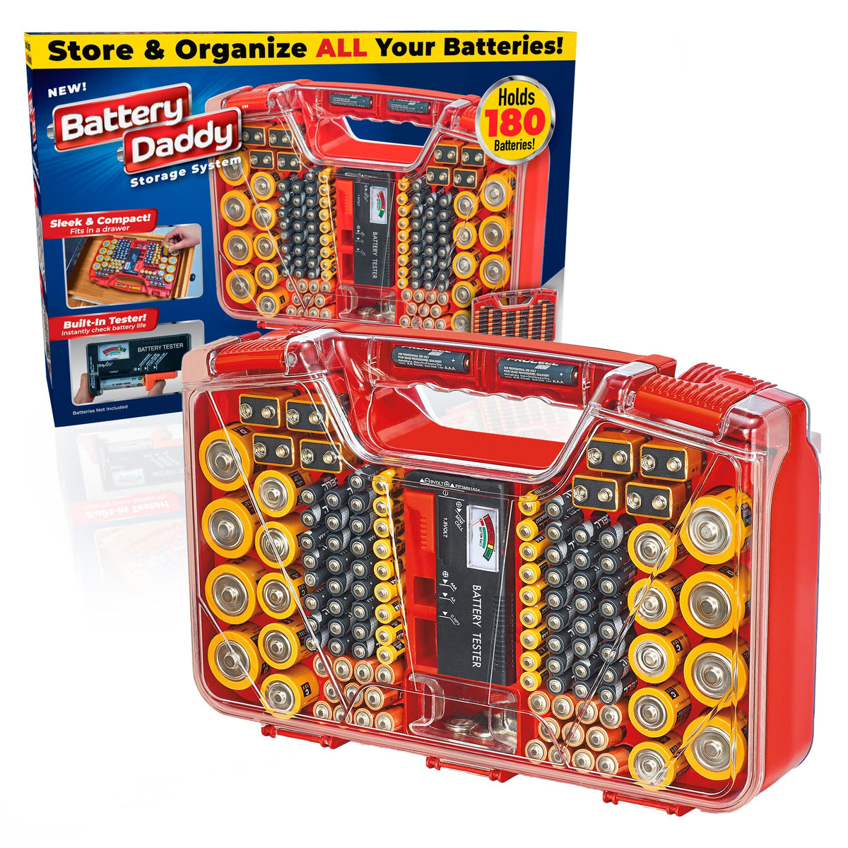 Ontel Battery Daddy 180 Battery Organizer with Tester