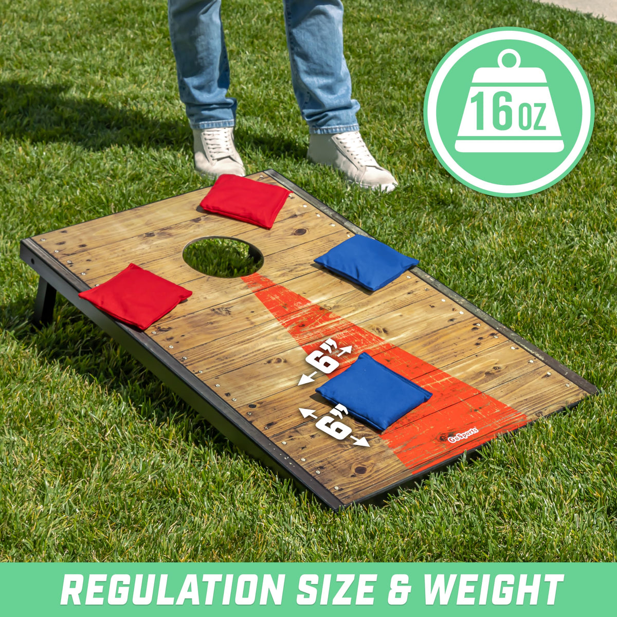 GoSports Regulation Cornhole Bean Bags, Set of 8, Red and Blue