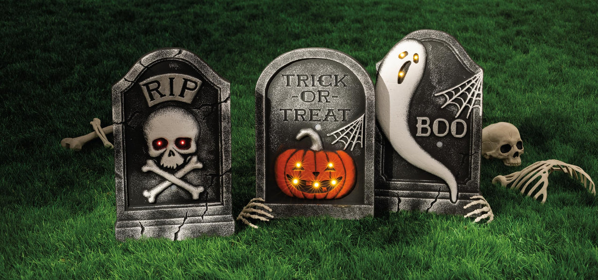 Mud Pie Ghost LED Light Up Tombstone Decor