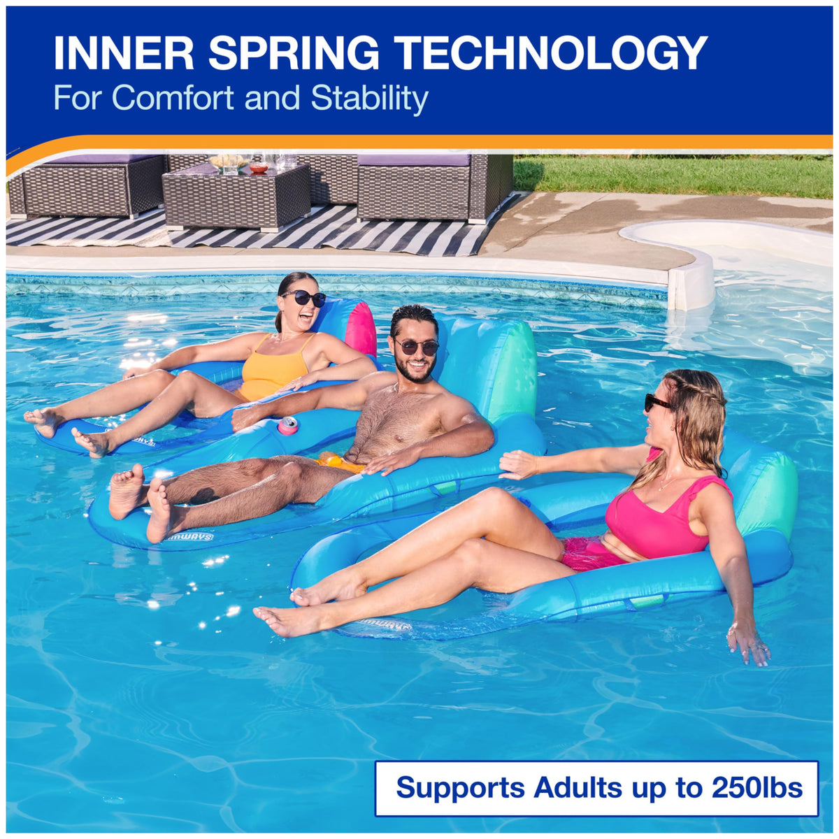 SwimWays Spring Float Recliner Pool Lounger, Ages 15 and Up