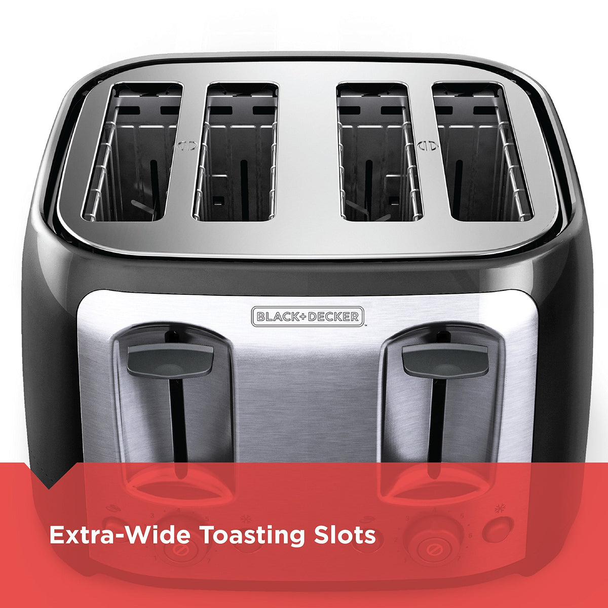 Black+Decker 4 Slice Extra Wide Slot Toaster, Black, TR1478BD