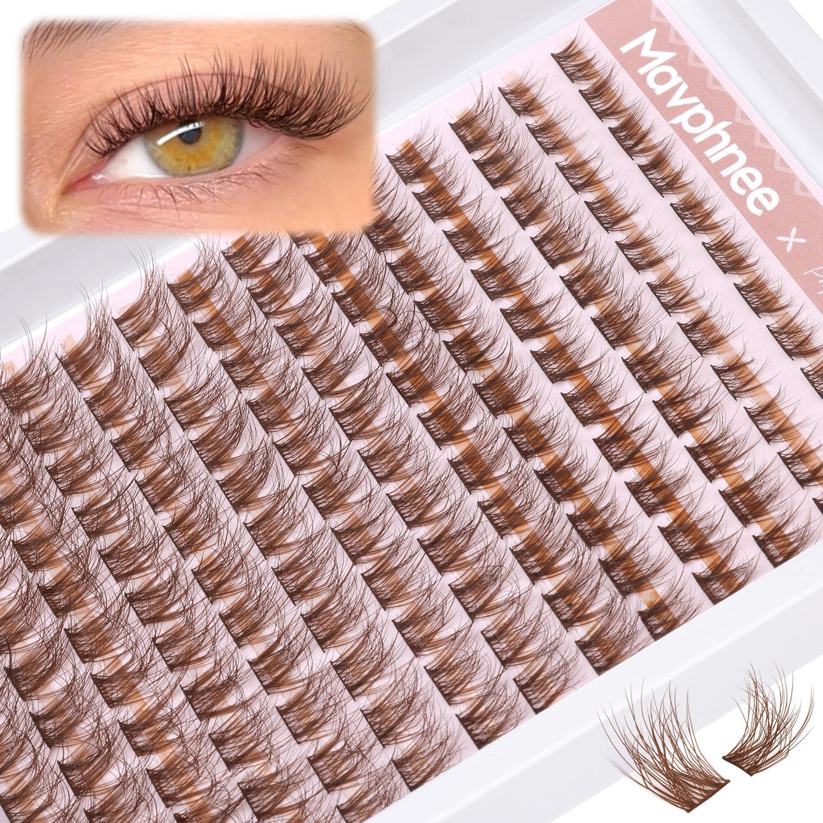 Mavphnnee Lash Clusters, Dark Brown, C Curl, 154 Pcs