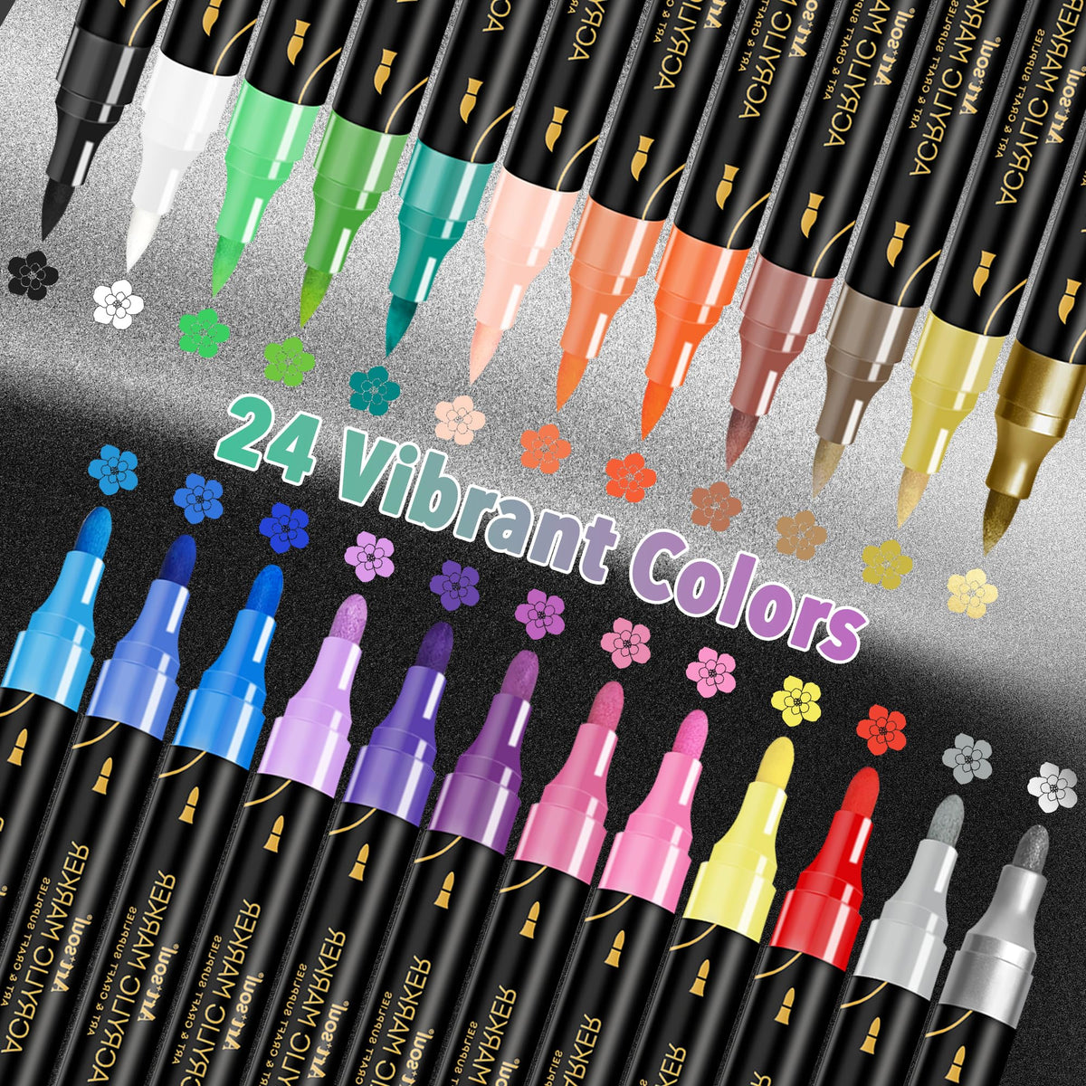 Art+soul Dual Tip Acrylic Paint Pens, 24 Colours