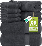 Utopia Towels 8-Piece Cotton Towel Set, Grey