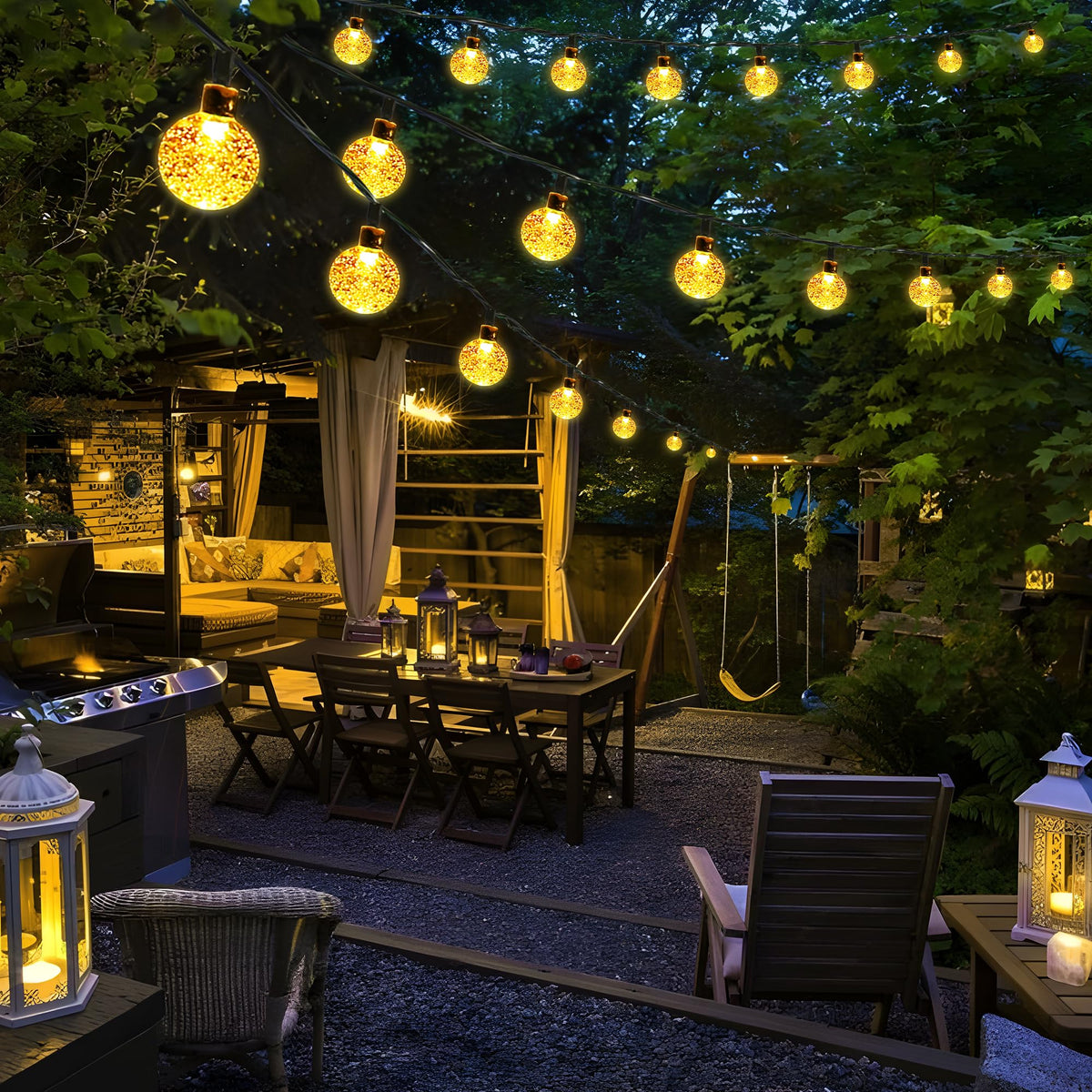 Joomer Solar Globe String Lights, 65 ft, 100 LED, Warm White