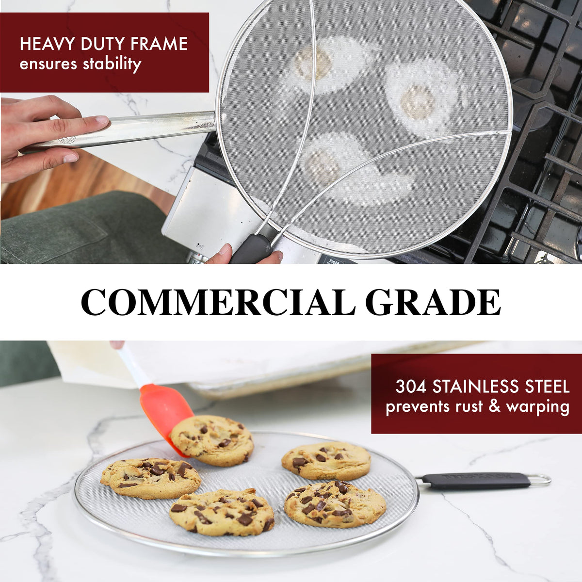 Stainless Steel Splatter Screen for Frying Pan, 13 inch