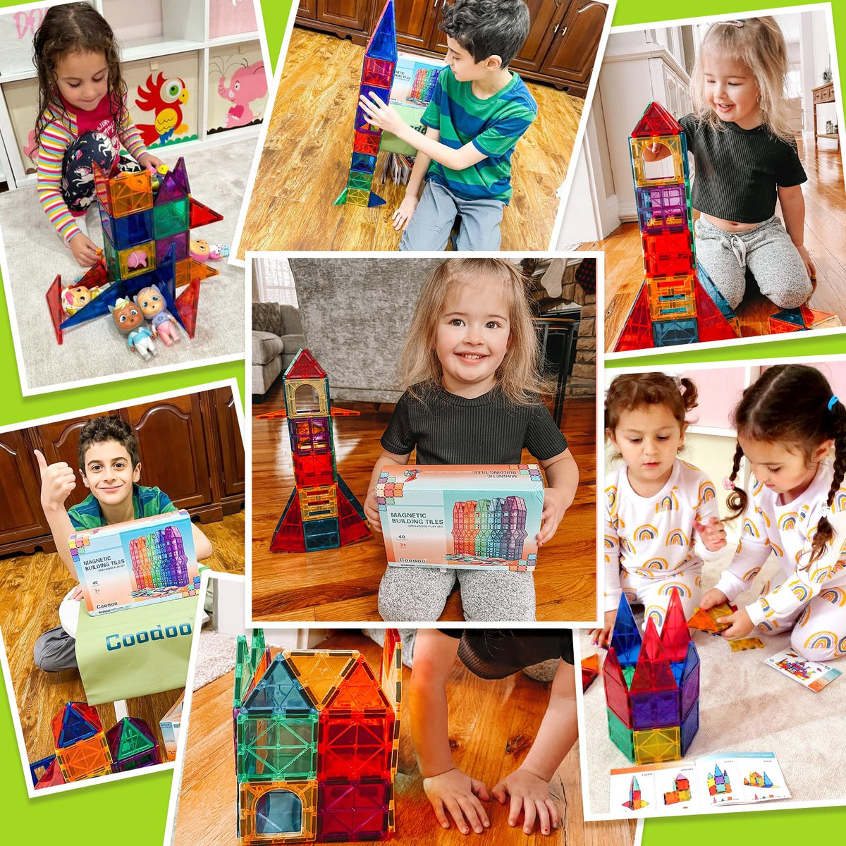 Magnetic Building Tiles for Kids, 40 Pieces