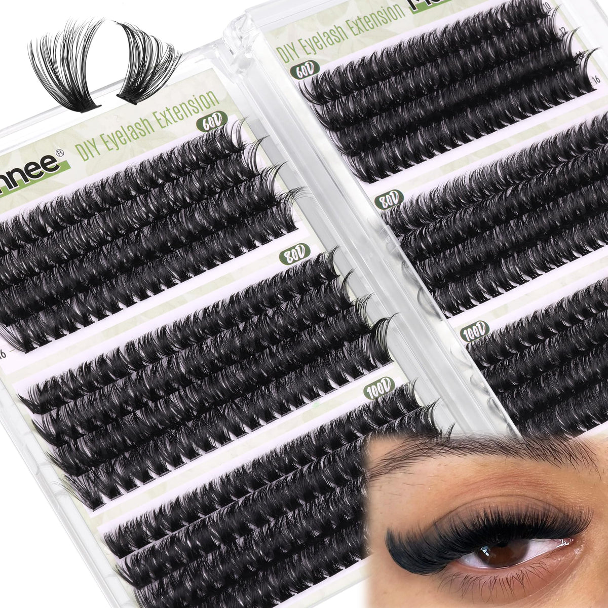 D Curl Cluster Eyelash Extensions, 480 Pieces, 10-16 mm