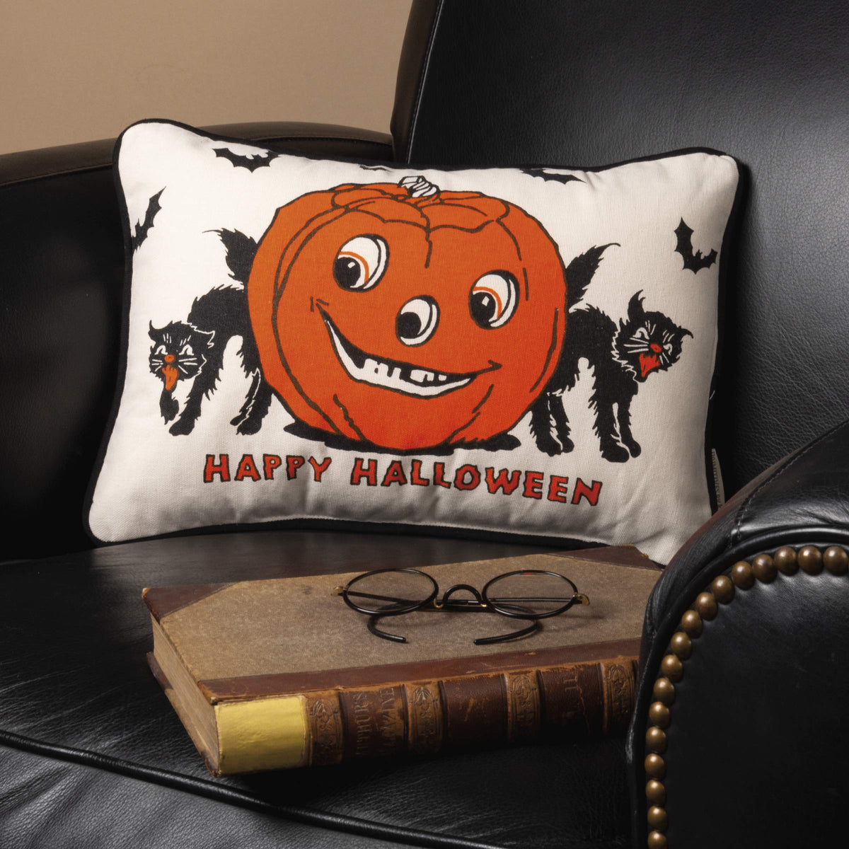 Primitives by Kathy Retro-Inspired Happy Halloween Throw Pillow
