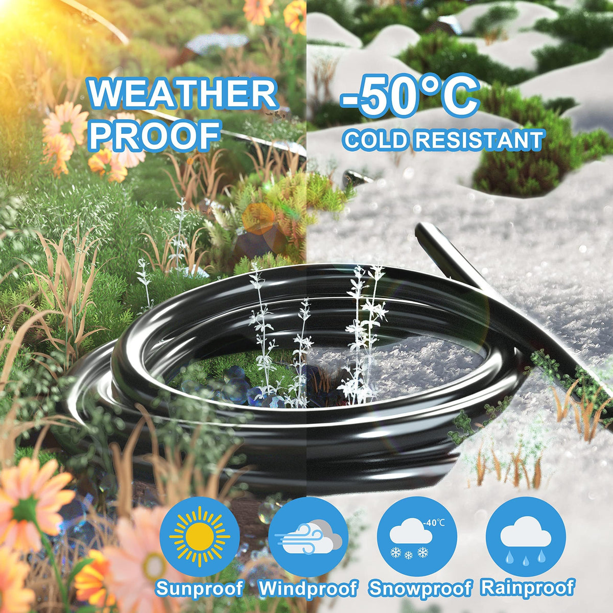 HUANCHAIN Indoor/Outdoor Extension Cord, 10 ft, 16/3, Black
