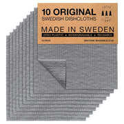 SUPERSCANDI Swedish Dish Cloths, Grey (10 Pack)