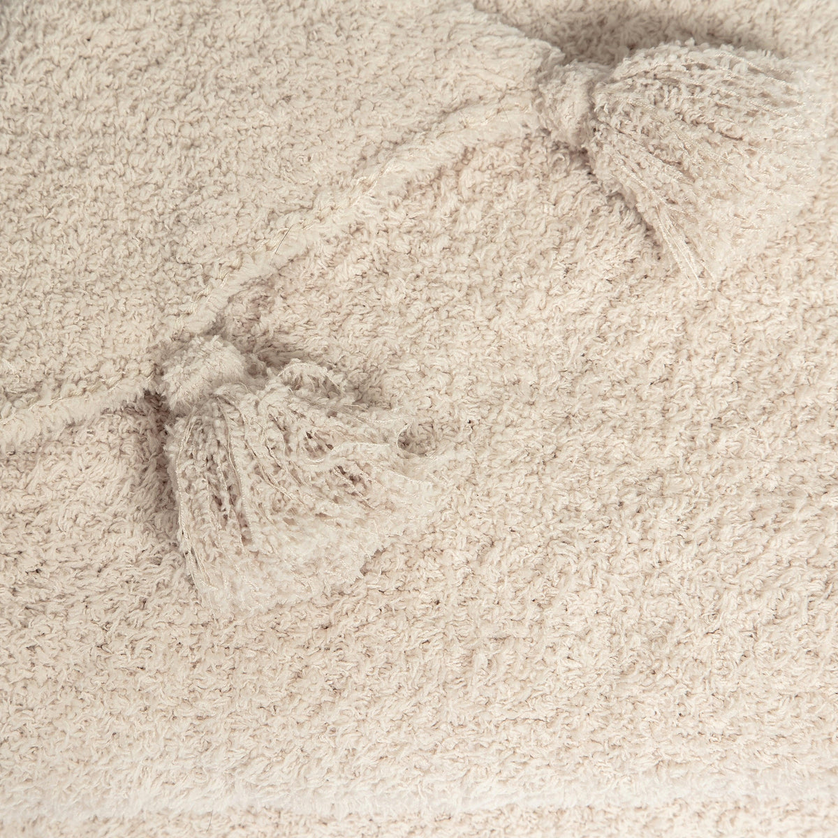 Sunset Snuggles Blushing Beige Solid Tassel Throw, 54 x 76 in