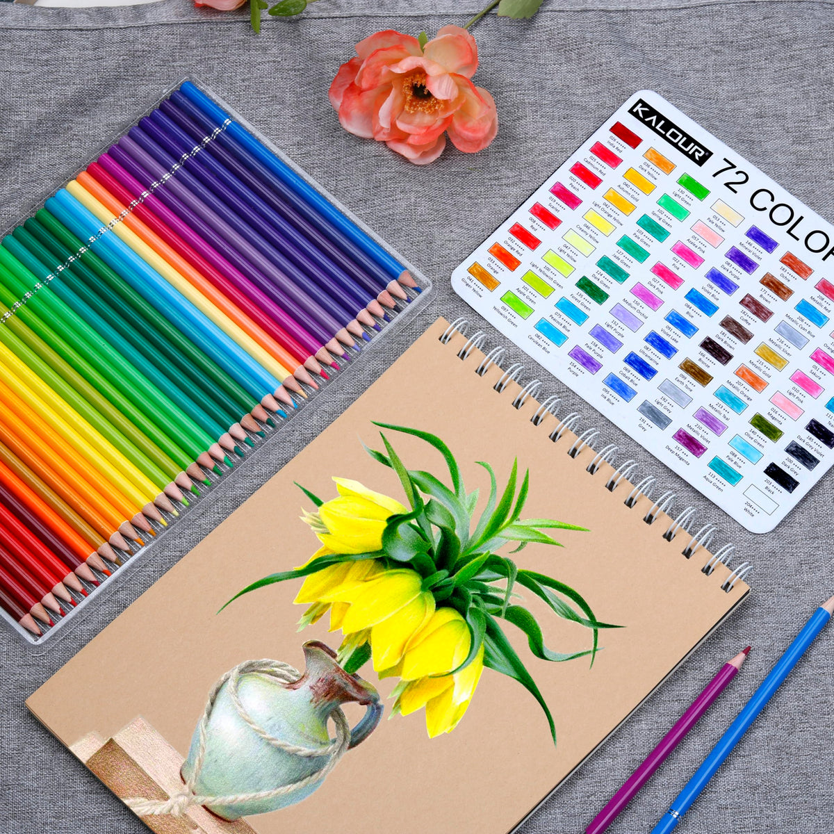 Kalour Pencil Crayons for Adult Coloring, Soft Core, 72 Count