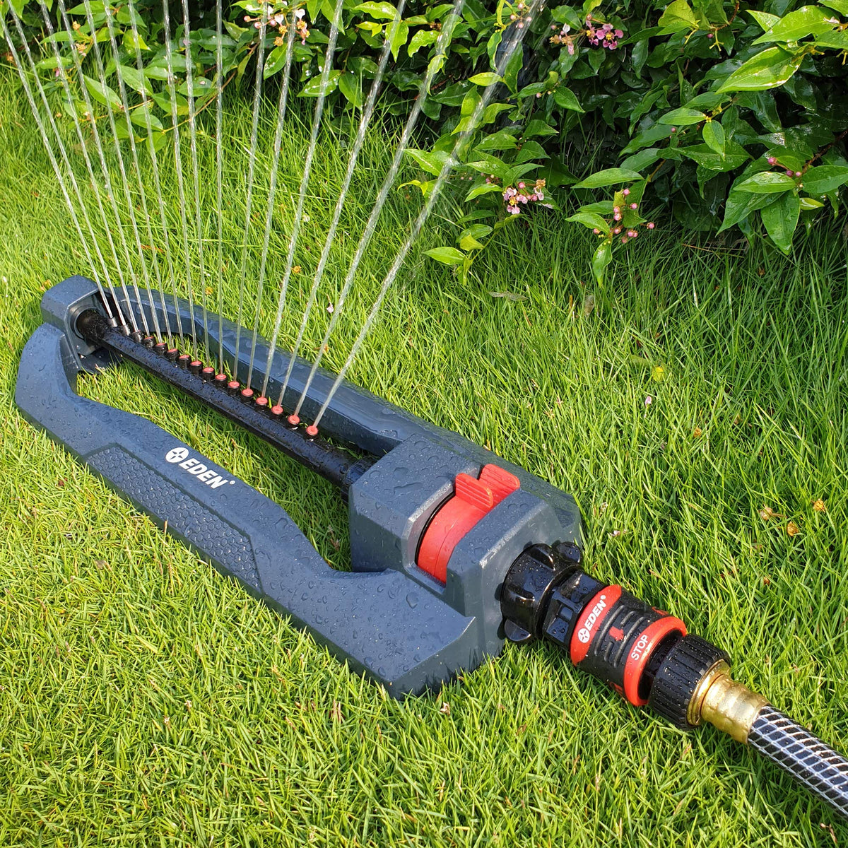 Eden 96213EDAMZ Weighted Oscillating Sprinkler, 3,600 sq. ft., Black