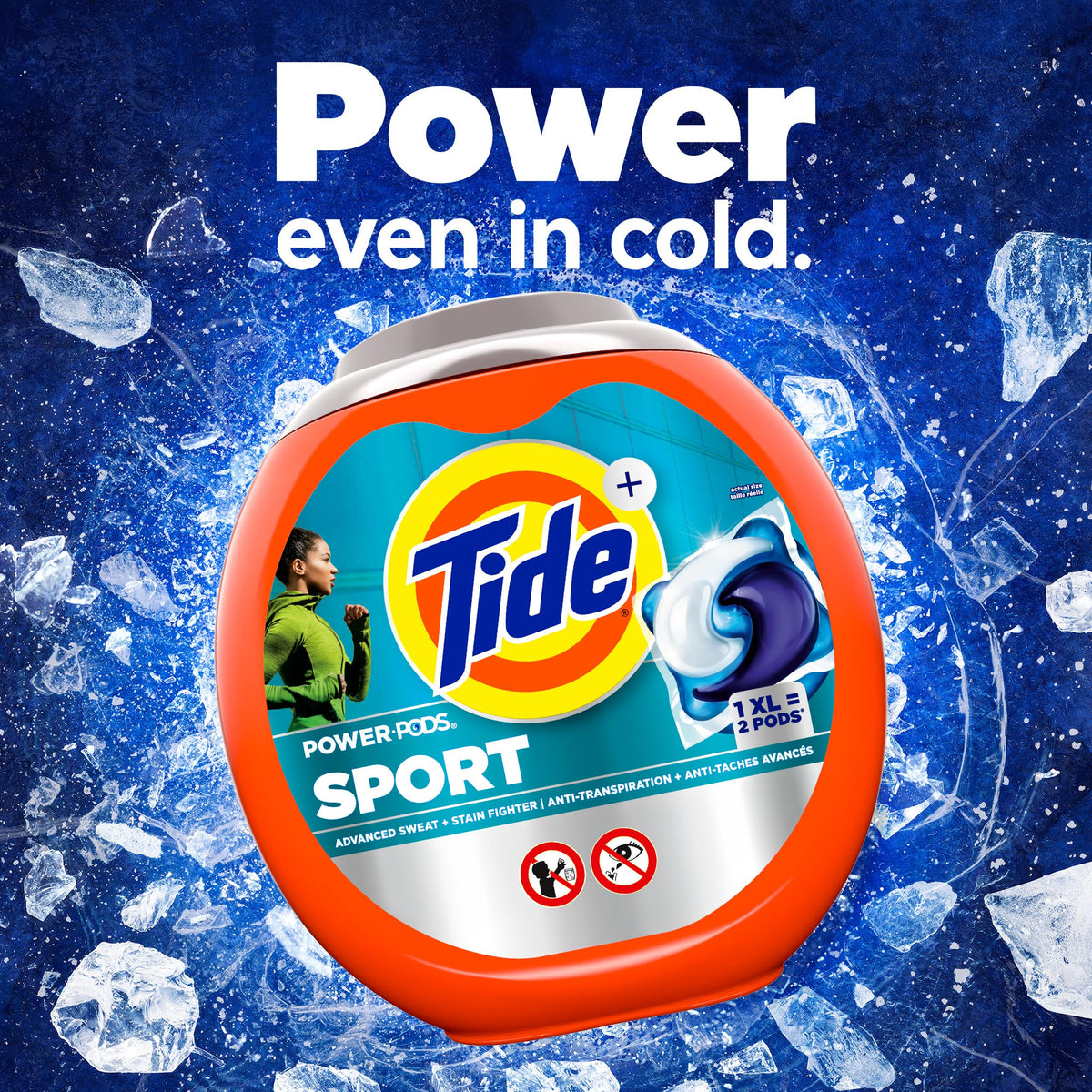 Tide Power Pods Sport Laundry Detergent Pacs, 63 Count
