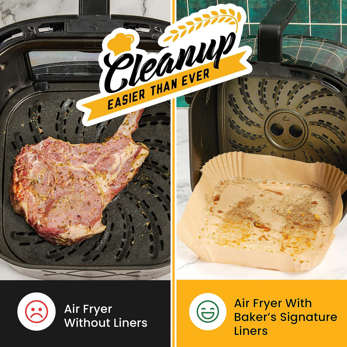 Baker's Signature Air Fryer Parchment Liners, 8 in Square, 250 Count